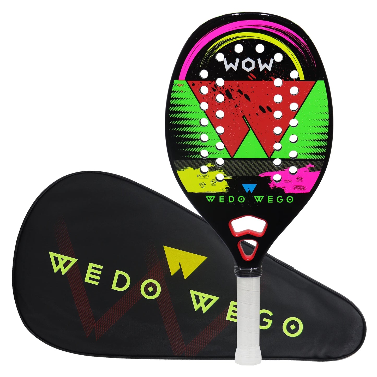 Pro-Grade Beach Tennis Racket - Carbon Fiber Material, Precision Drilled Holes & Frosted Rough Surface