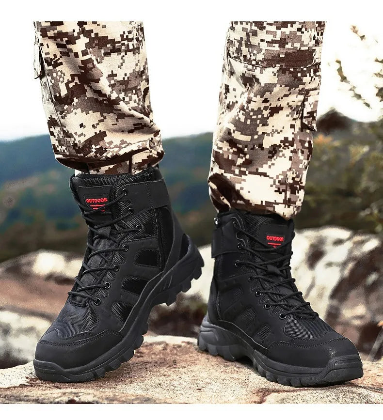 High-Top Men Hiking Boot Winter Outdoor Shoes Lace-Up Non-slip Sports Casual Trekking Boots Man Suede Warm Shoes Men Winter
