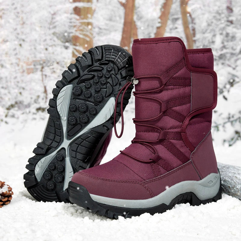 Women's Anti-Slip High-Top Trekking Boots Plush Warm Snow Shoes for Outdoor Hiking Mountain Climbing Winter Outdoor Activities