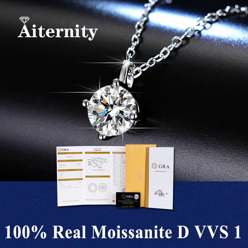 S925 Soild Sterling Sliver VVS1 D Color Moissanite Necklace  Chain With Certificate Fine Jewelry for Woman Jewelry