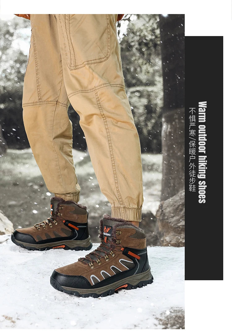 Large 49 Outdoor Ankle Boots Men Non Slip Fashion Lace Up Climbing Leather Winter Hiking Footwear High Top Leisure Hiking Shoes