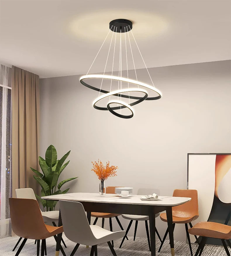 Nordic Simple Circles Pendant Lamp Chandelier LED 3 Rings lights for Dining Bar Living Room Chandelier Loft home decoration