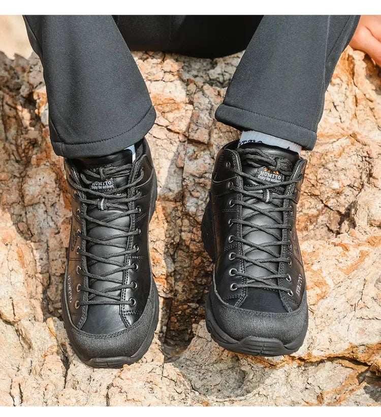 HUMTTO Hiking Shoes Breathable Camping Leather Men's Sports Shoes for Men Winter Trekking Boots Outdoor Designer Sneakers Man
