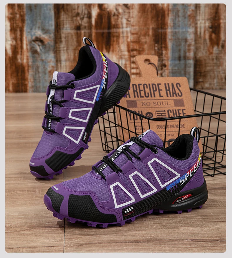 Women Hiking Shoes Breathable Cushioning Outdoor Walking Travel Shoes Ultralight  Lace Up Climbing Bicycle Running Sneakers