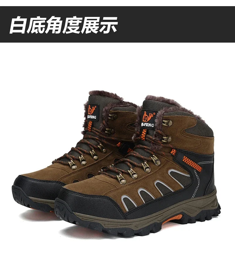 Large 49 Outdoor Ankle Boots Men Non Slip Fashion Lace Up Climbing Leather Winter Hiking Footwear High Top Leisure Hiking Shoes