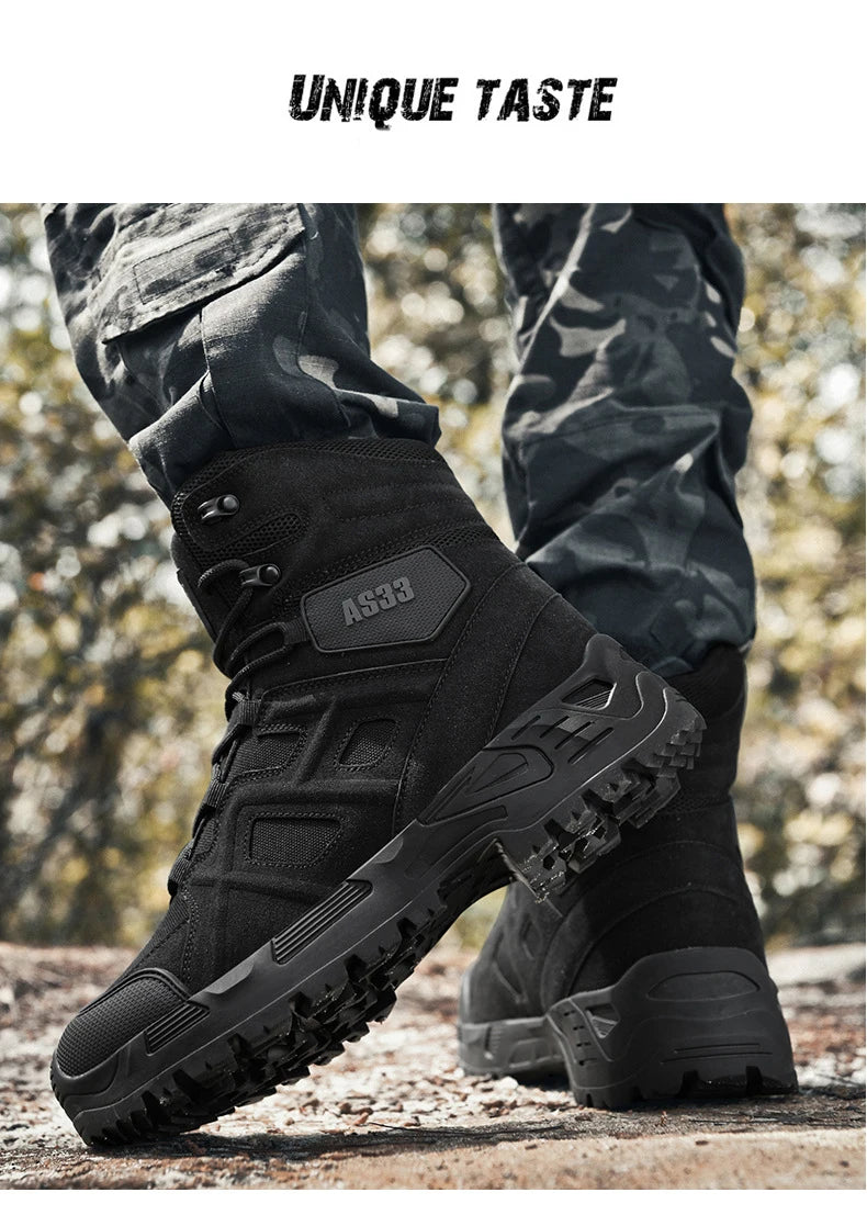 CHRLCK Men's Hiking Shoes Waterproof Non-slip Trekking Boots Outdoor Sport Wear-resistant Mountaineering Tactical Shoes