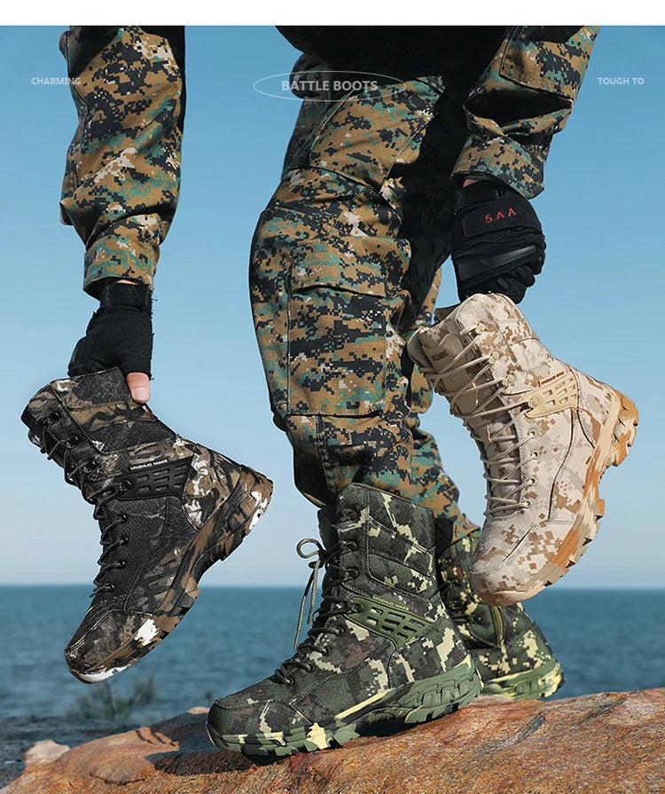 High Quality Men's Outdoor Boots Camouflage Hunting Man Trekking Boot Anti-slip Waterproof Boots Men botas senderismo hombre