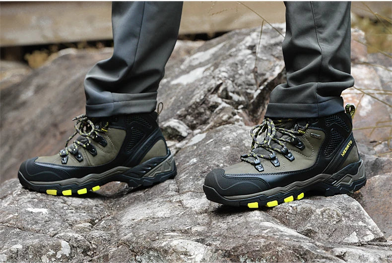 MERRTO cowhide Hiking shoes Men trekking boot mountian waterproof hunting Boots Male Sneakers Tactical Desert Combat Ankle Boots