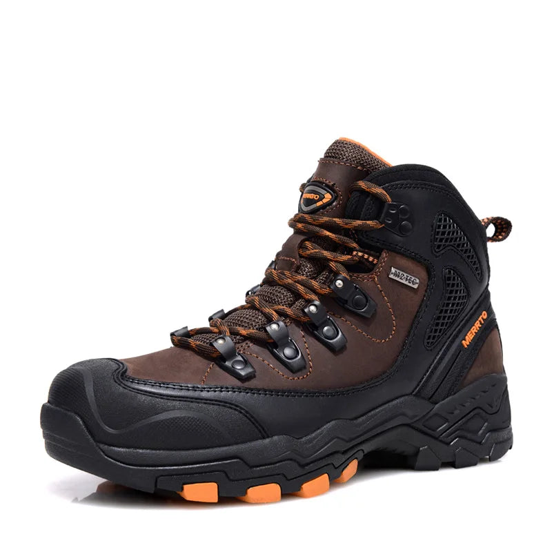 MERRTO cowhide Hiking shoes Men trekking boot mountian waterproof hunting Boots Male Sneakers Tactical Desert Combat Ankle Boots