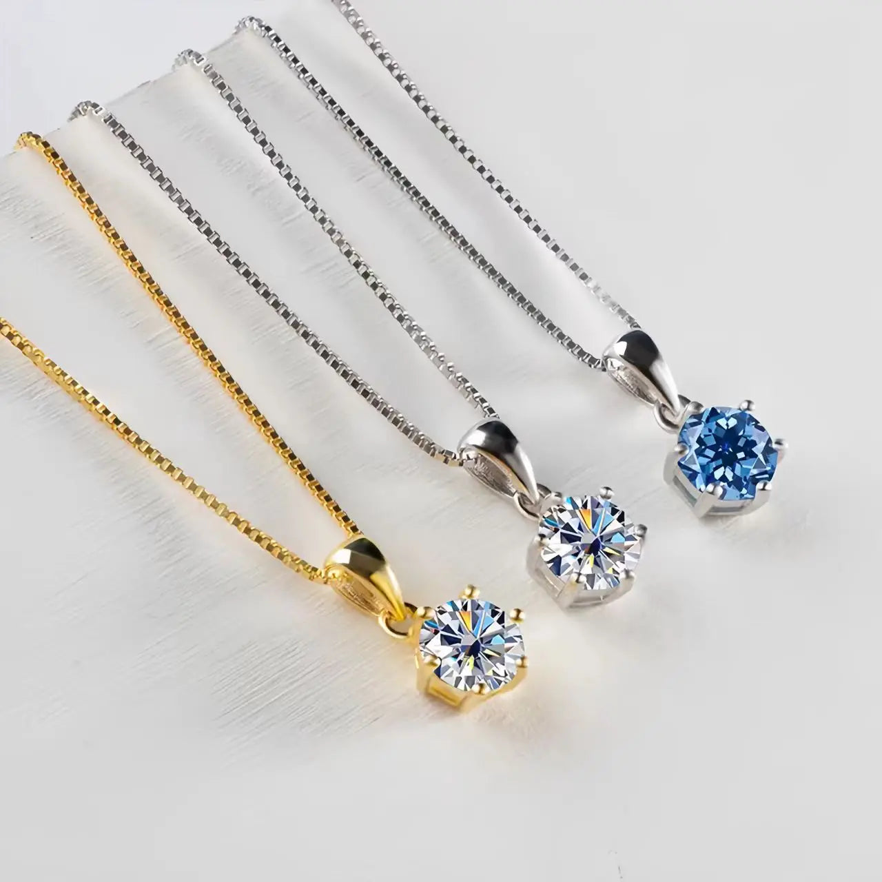 1 Ct Real Moissanite Pendant Necklace for Women Royal Blue Color Moissanite 925 Sterling Silver Wedding Fine Jewelry