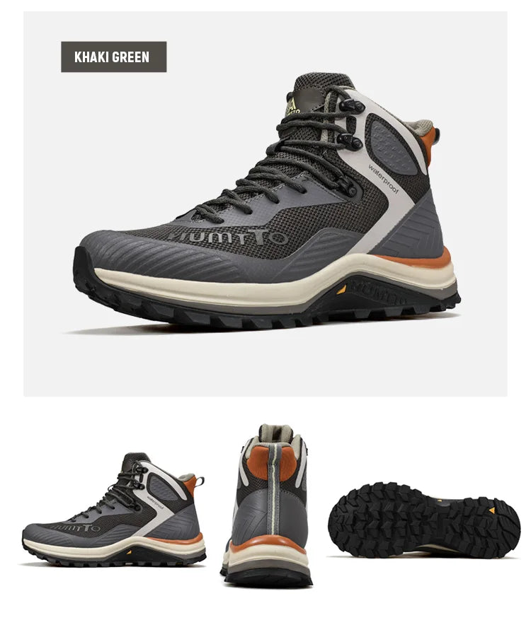 HUMTTO Hiking Shoes Men Trainers Outdoor Trekking Boots Mens Breathable Winter Men's Sports Shoes Leather Safety Work Sneakers