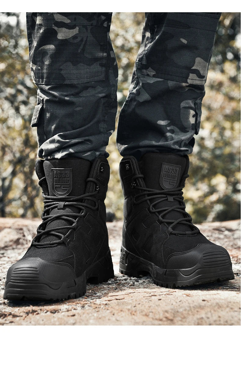 CHRLCK Men's Hiking Shoes Waterproof Non-slip Trekking Boots Outdoor Sport Wear-resistant Mountaineering Tactical Shoes