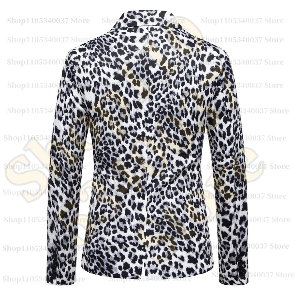 2026 Yellow Digital Print Leopard Print Suits Set for Men,Leopard Print Fashion Casual Slim-Fit Men's Blazer + Pants 2-Piece Set