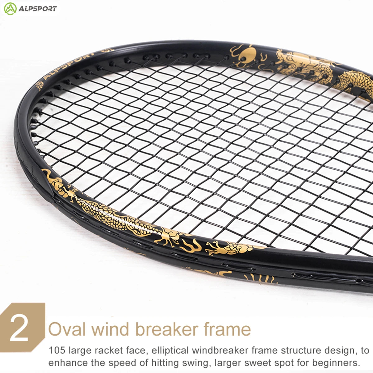 ALPSPORT T800 Carbon Fiber Tennis Racket 18K, Professional Training Racket with Bag & Adjustable Strap (Men & Women)