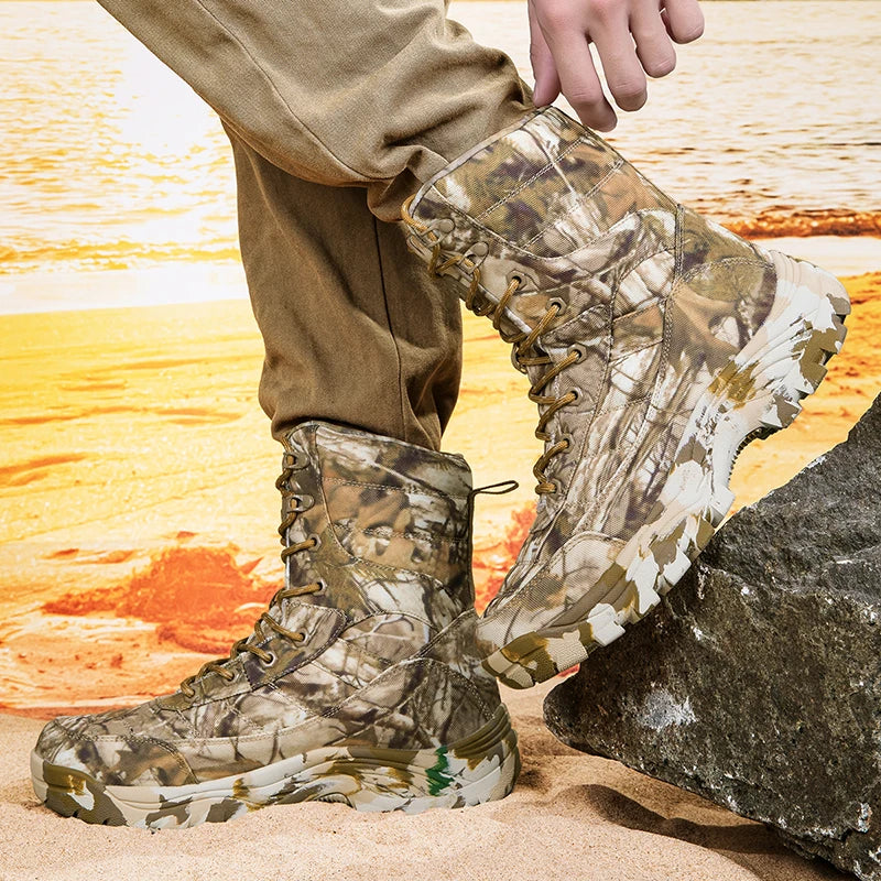 New Trendy Camouflage Hiking Boots for Men Platform Waterproof Trekking Boots Big Size 47 Non-slip Outdoor Boots Men