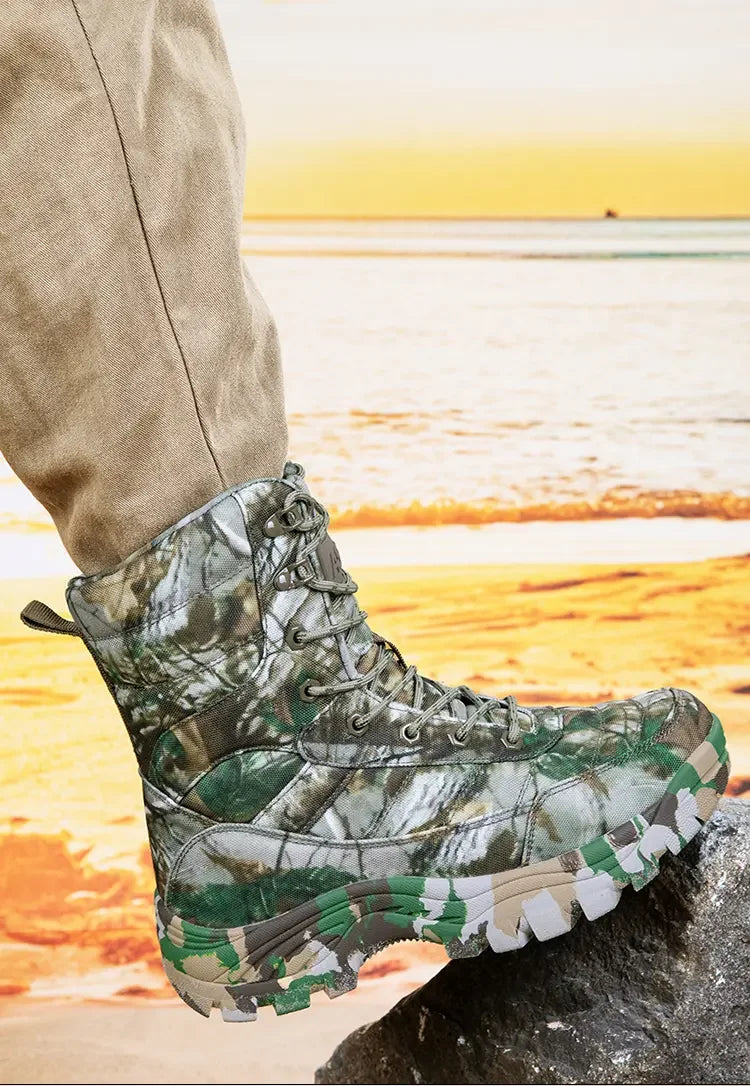 New Trendy Camouflage Hiking Boots for Men Platform Waterproof Trekking Boots Big Size 47 Non-slip Outdoor Boots Men