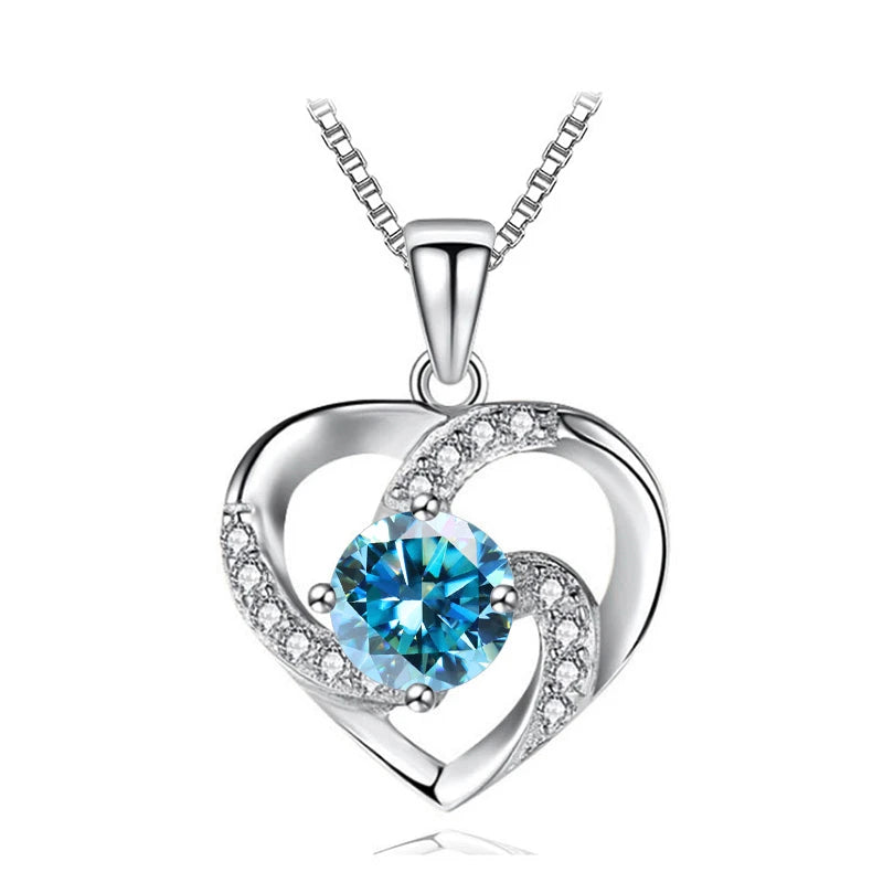 JoyceJelly 1CT Pass Tested Moissanite Heart Necklace for Women S925 Silver Gold Silver Color Diamond Pendant Birthday Party Gift