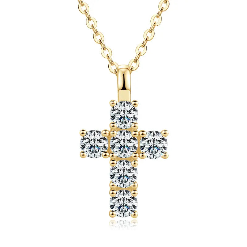 Ehhai GRA Certified 3.5mm Round Moissanite Cross Pendant Necklace for Women Real S925 Sterling Silver Wedding Fine Jewelry Gifts