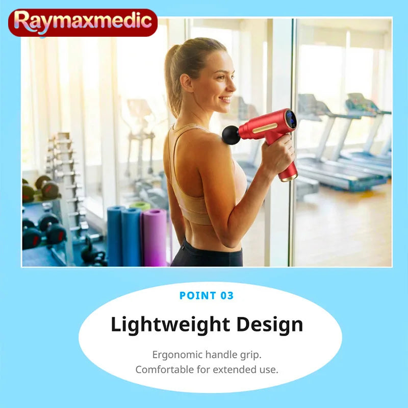 Raymax Portable Fascia Muscle Massage Gun Protable Body Massager Deep Handheld Percussion Massager For Body Back And Neck Leg