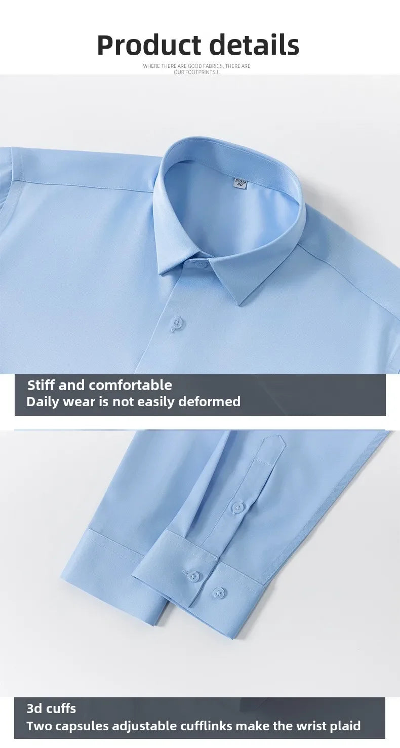 S~6XL satin plus size long sleeve shirt business casual dress shirt non-ironing wrinkle-resistant men's wholesale, men's shirts