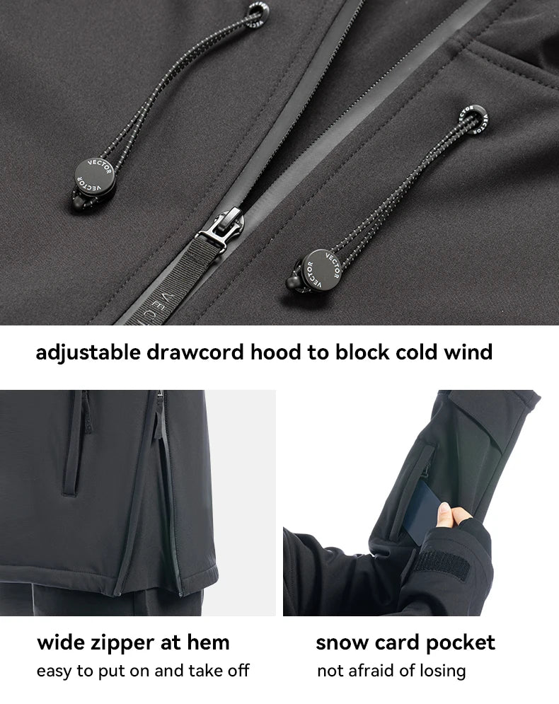 Men Women Solid Color Ski Jacket Ski Pants Warm Windproof Winter Overalls Hoodie Waterproof Outdoor Sports Clothing Snowboard