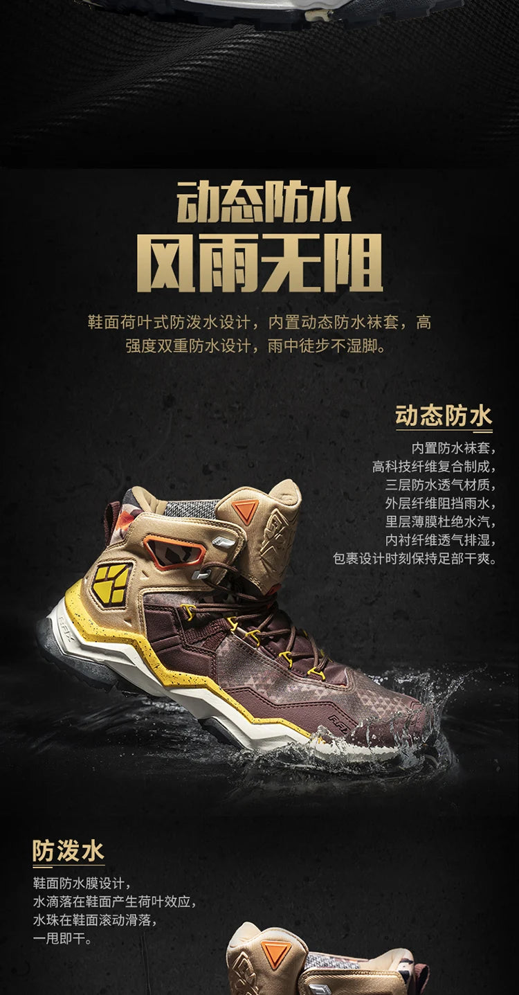 RAX Men Hiking Shoes Mid-top Waterproof Outdoor Sneaker Men Leather Trekking Boots Trail Camping Climbing Hunting Sneakers Women