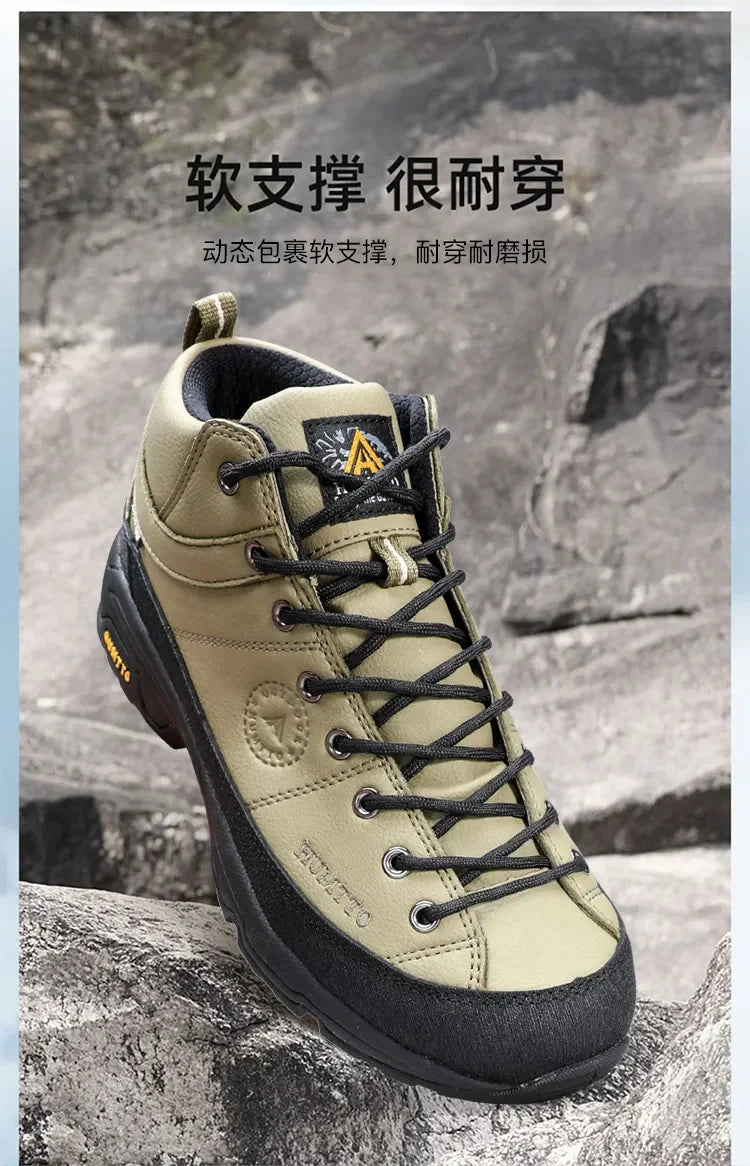 HUMTTO Hiking Shoes Breathable Camping Leather Men's Sports Shoes for Men Winter Trekking Boots Outdoor Designer Sneakers Man