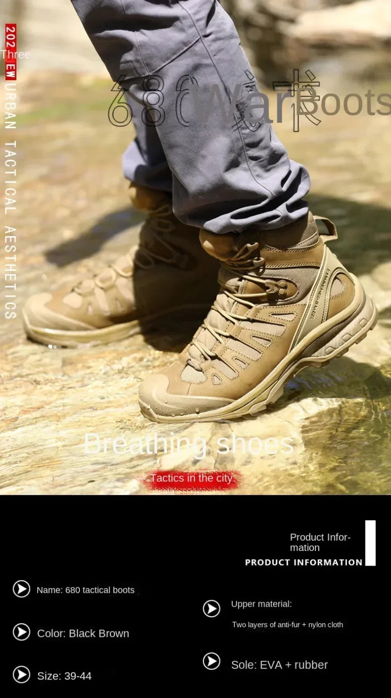 Men Mid-top Shoes Desert Tactical Outdoor Camping Trekking Commuting Boots Hiking Mountaineering Anti Slip Wear-resistant Boots