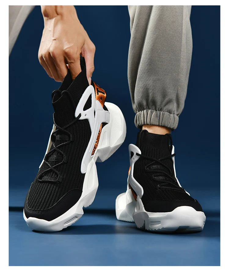 New High-top Men Sneakers Fashion Damping Tennis Shoes Breathable Men's Running Shoes Light  Men's Casual Sports Walking Shoes