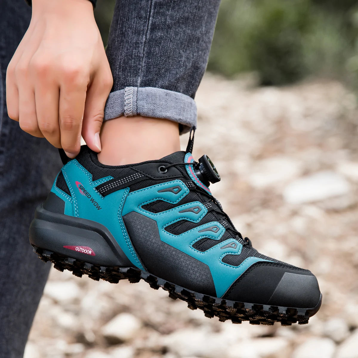 HIKEUP Men's Hiking Shoes Suede Leather Outdoor Shoes Wear-resistant Men Trekking Walking Hunting Tactical Sneakers