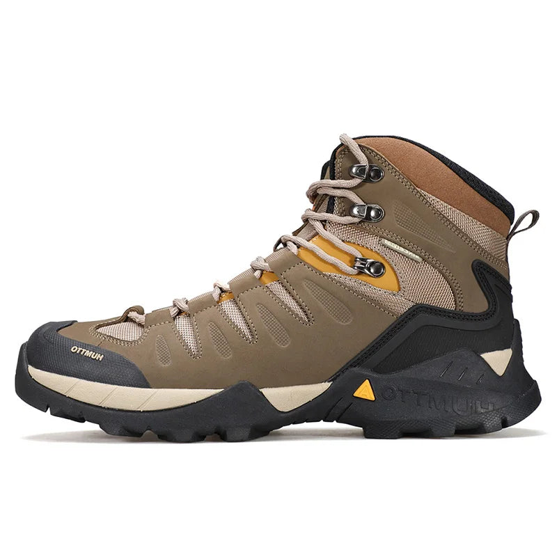 HUMTTO Cowhide Hiking shoes Men's waterproof hunting Boots Tactical Desert Combat Ankle trekking Boots Male Women warm Sneakers