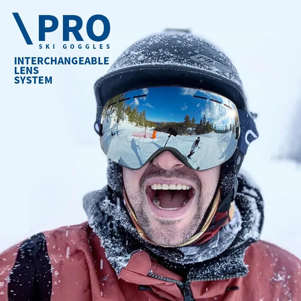 NATFIRE Ski Goggles Double Layers Anti-fog UV400 Snowboard Snow Goggles Snowmobile Glasses Eyewear Outdoor Sport Skiing Googles