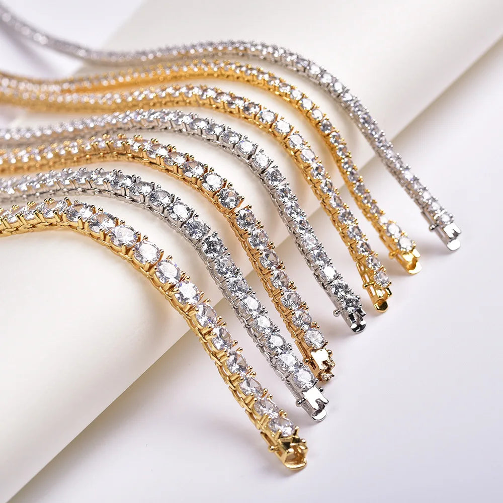 Nice Certified Moissanite Tennis Necklace 3/4/5/6mm Solid 925 Sterling Silver Diamond Tennis Necklaces for Women Man