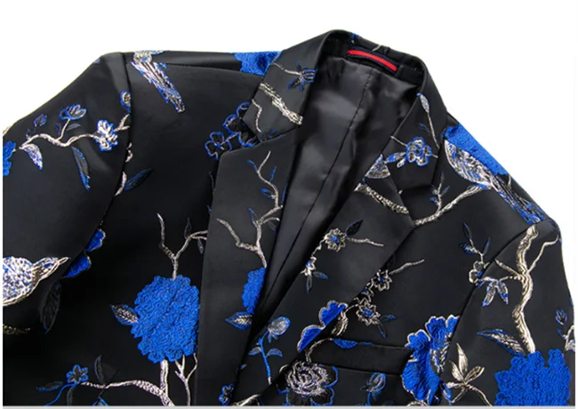New Men Fashion Trend Wedding Party Jacquard Suit Jacket Single-breasted Slim Blazer Singer Host Stage Performance Dress Coats