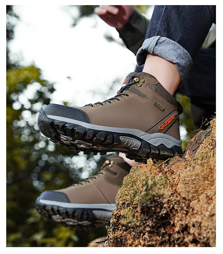 Men Winter Snow Boots Waterproof Leather Sneakers Super Warm Men's Boots Outdoor Male Hiking Boots Work Shoes Zapatillas Hombre