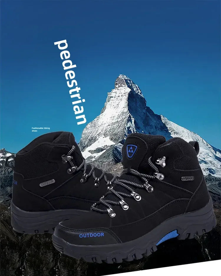 High-Top Men Hiking Boot Winter Outdoor Shoes Lace-Up Non-slip Outdoor Sports Casual Trekking Boots Man Waterproof Suede 2024