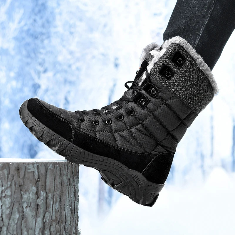 Men Shoes Snow Boots Men  Plus Velvet Warm Trend  High Top Winter 2023 New Outdoor Mountaineering Padded Mens Hiking Boots