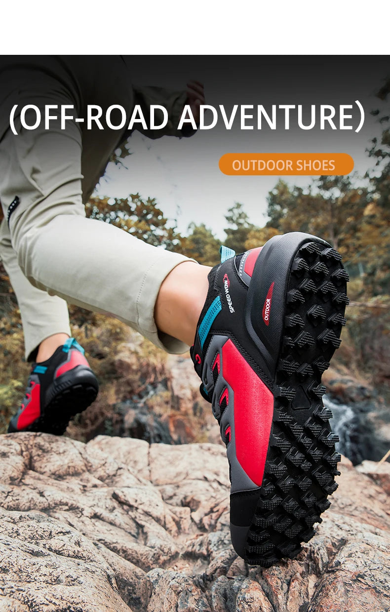 HIKEUP Men's Hiking Shoes Suede Leather Outdoor Shoes Wear-resistant Men Trekking Walking Hunting Tactical Sneakers