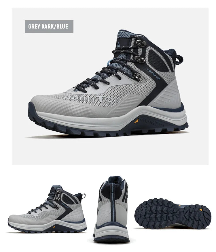 HUMTTO Hiking Shoes Men Trainers Outdoor Trekking Boots Mens Breathable Winter Men's Sports Shoes Leather Safety Work Sneakers