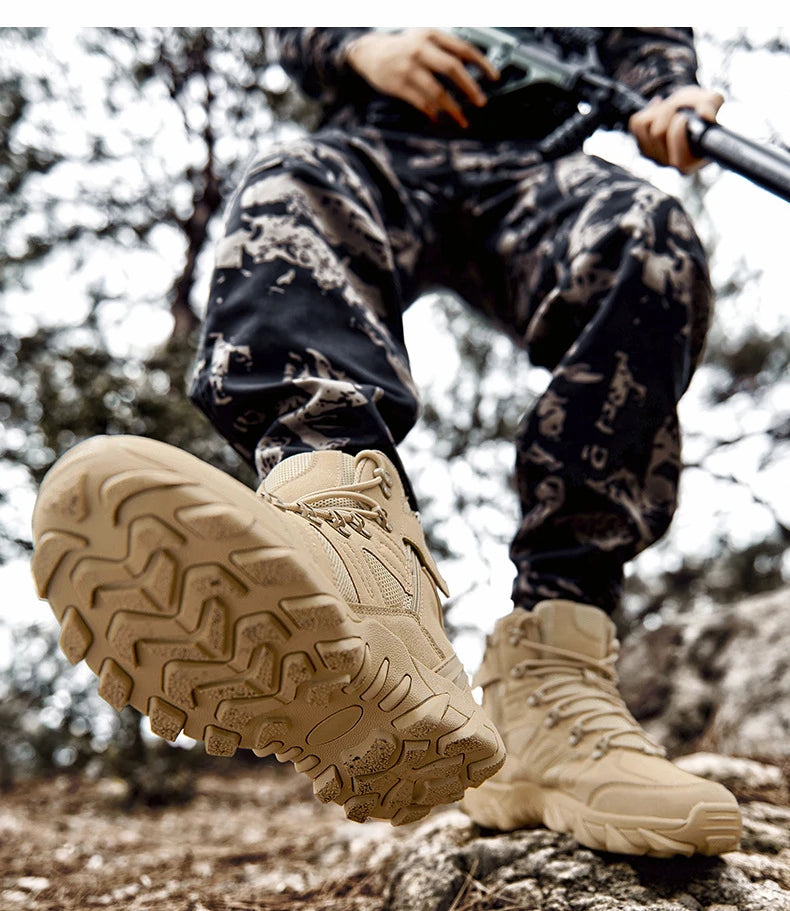 CHRLCK Tactical Boots Outdoor Sports Men's Trekking Boots Waterproof Hiking Shoes Shock Absorbing Anti-slip Sneakers Male