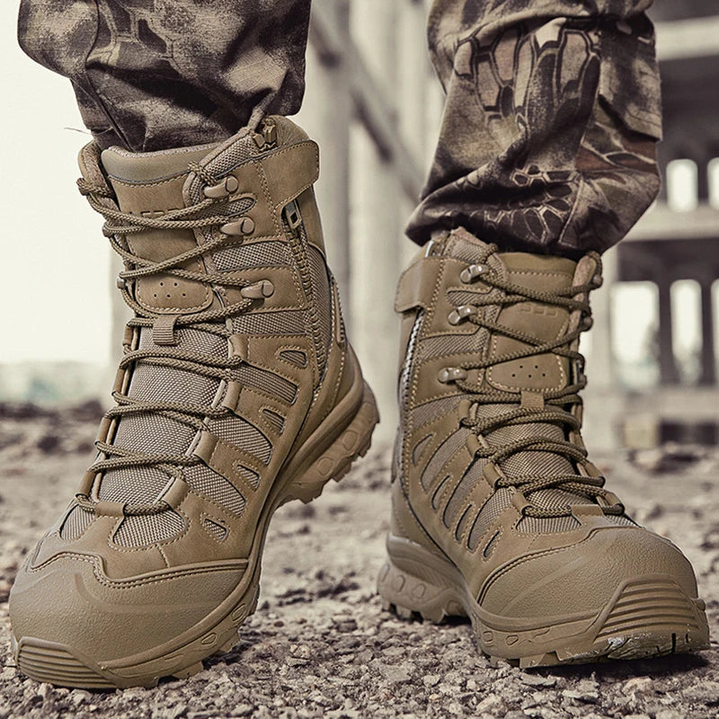 CHRLCK Men's Hiking Shoes Anti-slip Wear-resistant Tactical Boots Waterproof Military Trekking Boots Men Outdoor Travel Shoes