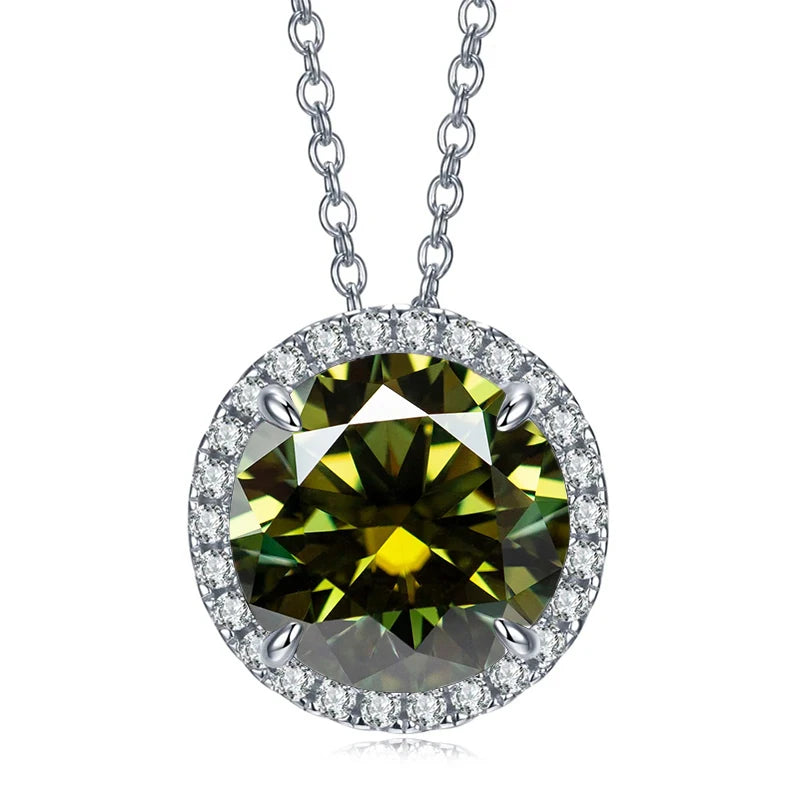 JoyceJelly Classic S925 Sterling Silver Necklace With 5CT 11mm Colorful Moissanite Gemstones Wedding Party Luxury Fine Jewerly