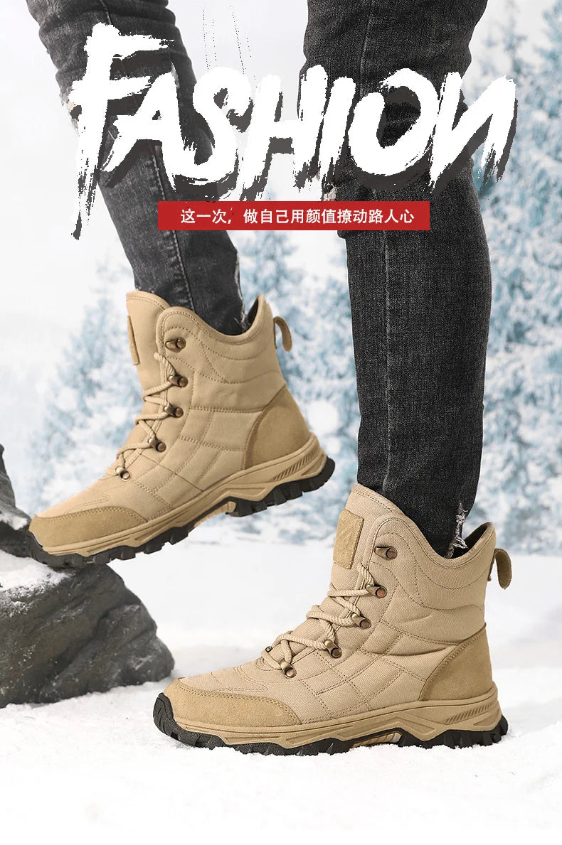 Winter Velvet Hiking Boots Men Warm Fur High Top Trekking Boots Man Outdoor Waterproof Men's Climbing Shoes zapatillas de hombre