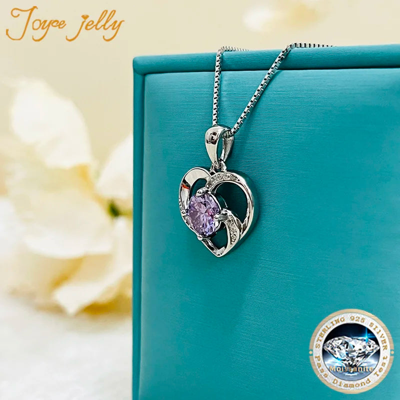 JoyceJelly 1CT Pass Tested Moissanite Heart Necklace for Women S925 Silver Gold Silver Color Diamond Pendant Birthday Party Gift
