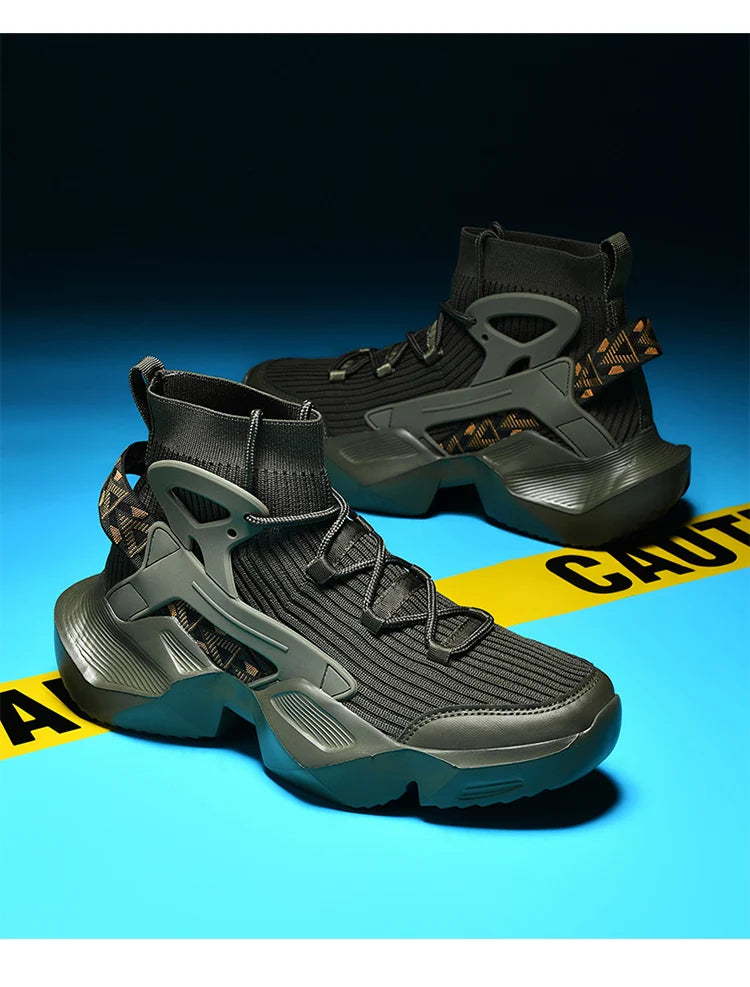 New High-top Men Sneakers Fashion Damping Tennis Shoes Breathable Men's Running Shoes Light  Men's Casual Sports Walking Shoes