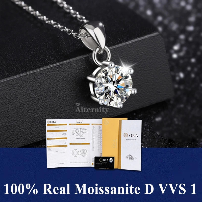 S925 Soild Sterling Sliver VVS1 D Color Moissanite Necklace  Chain With Certificate Fine Jewelry for Woman Jewelry