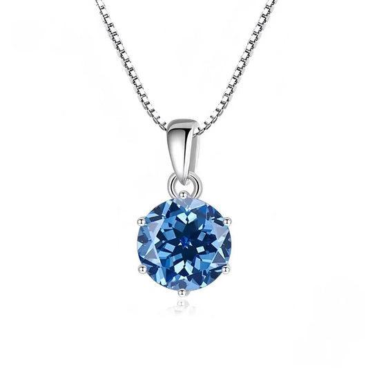 1 Ct Real Moissanite Pendant Necklace for Women Royal Blue Color Moissanite 925 Sterling Silver Wedding Fine Jewelry