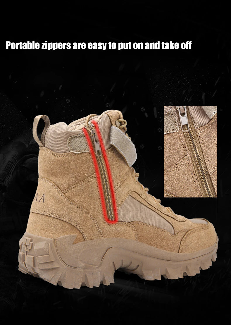 CHRLCK Men Non-Slip Hiking Shoes Combat Boots Wear-resistant Hiking Shoes Waterproof Mountaineering Trekking Boots Outdoor Sport
