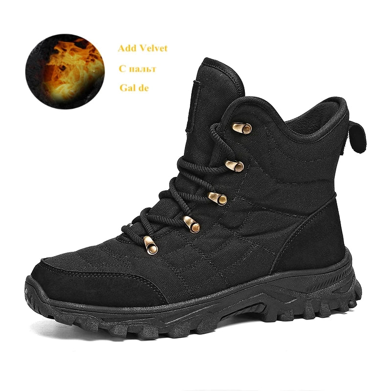 Winter Velvet Hiking Boots Men Warm Fur High Top Trekking Boots Man Outdoor Waterproof Men's Climbing Shoes zapatillas de hombre
