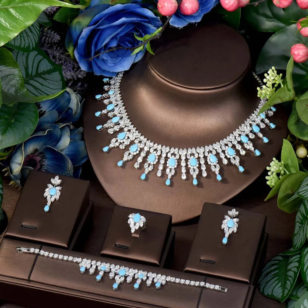 May New Accessories Classic Beauty Jewellery Women's Set Necklace Earrings Cubic Zirconia Dress Dinner Wedding Bridal M-216